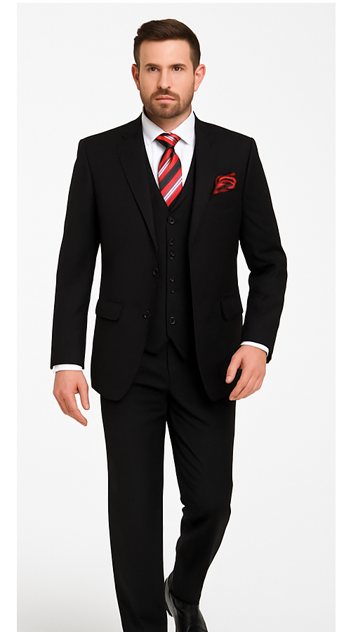 Black 3-Piece Suit for Men – Rossi Man CYRUS RM101 with Classic Styling 3 CYRUS-RM116  - from alligatorwarehouse.com