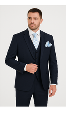 Men’s Solid Navy Blue 3-Piece Suit – CYRUS RM116 by Rossi Man