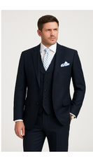Men’s Solid Navy Blue 3-Piece Suit – CYRUS RM116 by Rossi Man