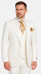 Tailored Men’s Suit in Winter White – Rossi Man ELI RM202 Formal 3-Piece Set