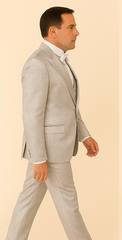 Rossi Man FORD RM1915 – Men's Slim Fit 3-Piece Suit in Silver