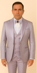 Rossi Man FORD RM1915 – Men's Slim Fit 3-Piece Suit in Silver