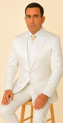 Rossi Man LEO RM1601 – White Slim Fit 3-Piece Suit for Men | Elegant Formalwear Ensemble