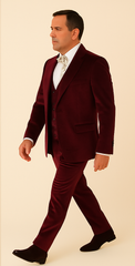 Rossi Man LEO RM1608 – Dark Red 3-Piece Slim Fit Suit for Men | Perfect for Formal & Wedding Events