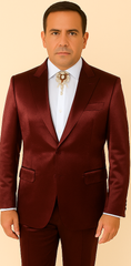Rossi Man LEO RM1608 – Dark Red 3-Piece Slim Fit Suit for Men | Perfect for Formal & Wedding Events