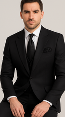 Rossi Man RM2301 – Sam Collection Men’s Slim Fit Formal Suit in Black