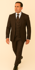Rossi Man BOND RM1753 Slim Fit 3-Piece Suit – 1-Button Peak Lapel, Modern Formalwear for Men