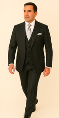 Rossi Man BOND RM1779 Slim Fit 3-Piece Black Suit – Tailored Formalwear for Men