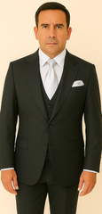 Rossi Man BOND RM1779 Slim Fit 3-Piece Black Suit – Tailored Formalwear for Men