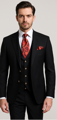 Men’s Modern Formal Suit – Rossi Man Max 3-Piece Slim Fit in Solid Black | RM1101