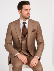 Men’s Modern Formal Suit – Rossi Man Max Slim Fit 3-Piece in Solid Mocha | RM1172