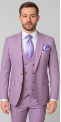 Rossi Man MAX RM1378 Slim Fit 3-Piece Suit – Sophisticated Solid Lavender Suit for Men