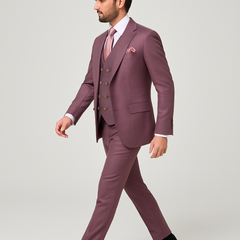 Rossi Man MAX RM1381 Slim Fit 3-Piece Suit – Modern Tailored Solid Raspberry Suit for Men