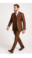 Rossi Man Max RM1392 – Slim Fit 3-Piece Men’s Suit in Solid Brown