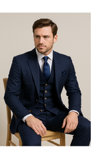 Modern 3-Piece Suit for Men – Rossi Man Max Tailored Slim Fit in Solid Navy | RM1393