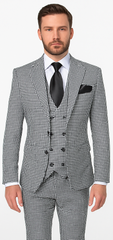 Rossi Man MAX RM1710 Slim Fit 3-Piece Suit – Modern Black and White Suit for Men