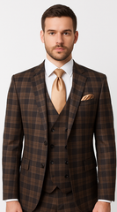 Brown Slim Fit 3-Piece Suit – Rossi Man Max Men’s Formalwear | RM1735