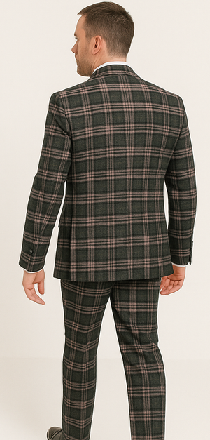 Rossi Man MAX RM1739 Slim Fit 3-Piece Suit – Stylish Black and Pink Tailored Suit for Men