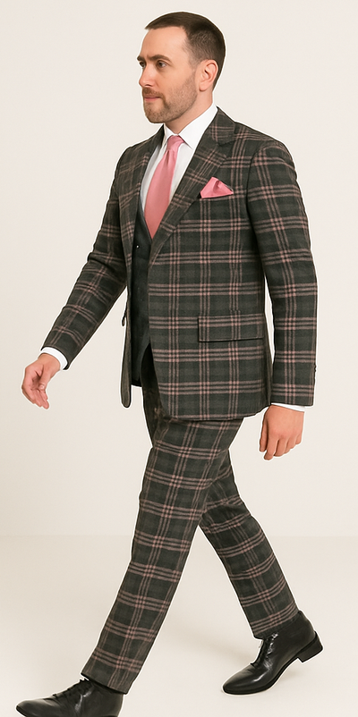 Rossi Man MAX RM1739 Slim Fit 3-Piece Suit – Stylish Black and Pink Tailored Suit for Men 4   - from alligatorwarehouse.com