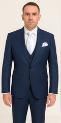 Rossi Man MAX RM1783 Slim Fit 3-Piece Suit – Modern Solid Blue Suit for Men