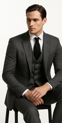 Rossi Man MAX RM1784 Slim Fit 3-Piece Suit – Stylish Grey Formal Suit for Men