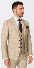 Rossi Man MAX RM1824 Slim Fit 3-Piece Light Brown Suit – Elegant Formalwear for Men