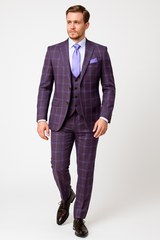 Rossi Man MAX RM1834 Slim Fit 3-Piece Suit – Elegant Purple Formalwear for Men