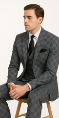 Rossi Man MAX RM1836 Slim Fit 3-Piece Grey Suit – Tailored Formal Suit for Men