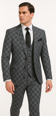 Rossi Man MAX RM1836 Slim Fit 3-Piece Grey Suit – Tailored Formal Suit for Men