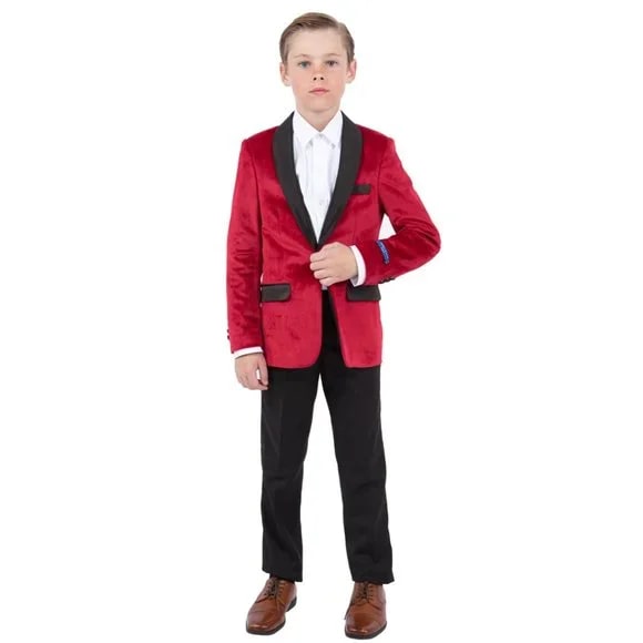 Perry Ellis Boys Velvet Jacket, Red 4 GG-1758  - from alligatorwarehouse.com