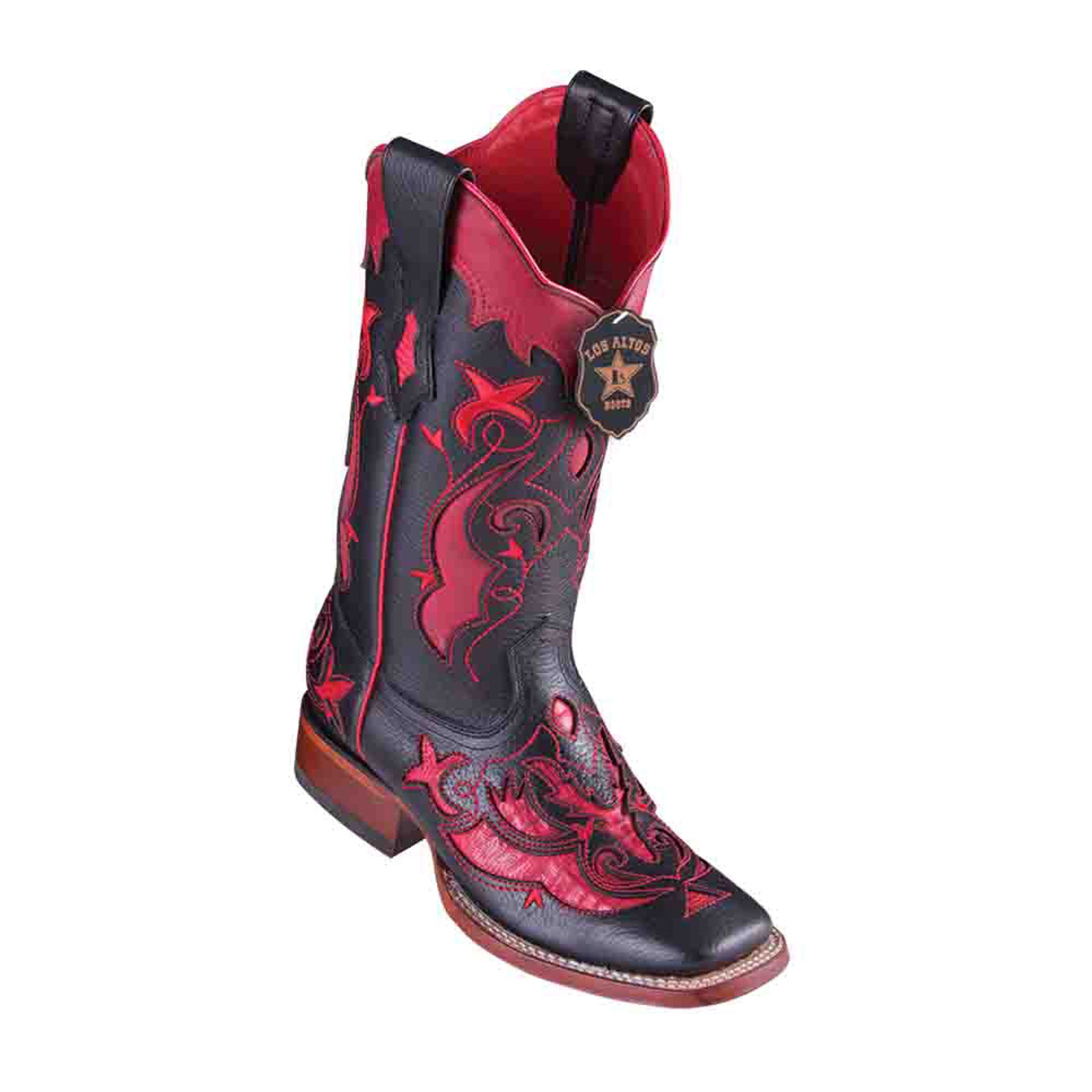 Los Altos Teju Lizard Red Square Toe Women’s Boot 1   - from alligatorwarehouse.com