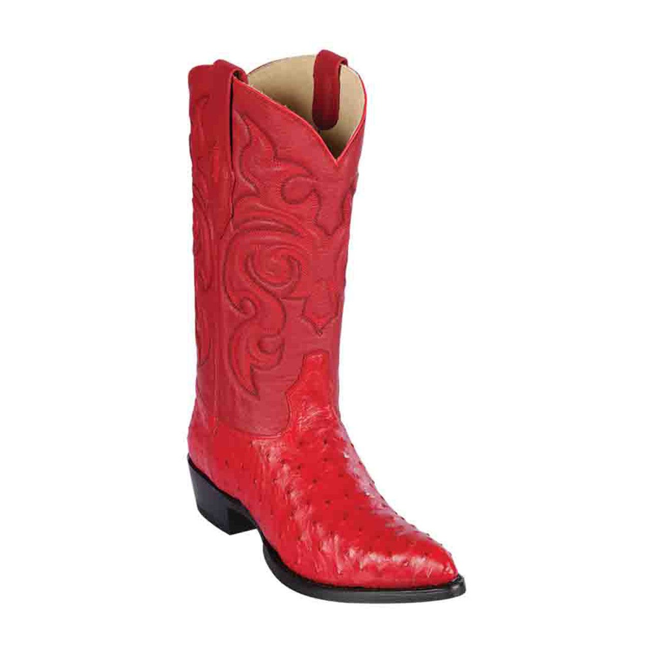 Los Altos Men's Red Full Quill Ostrich Boots 1   - from alligatorwarehouse.com
