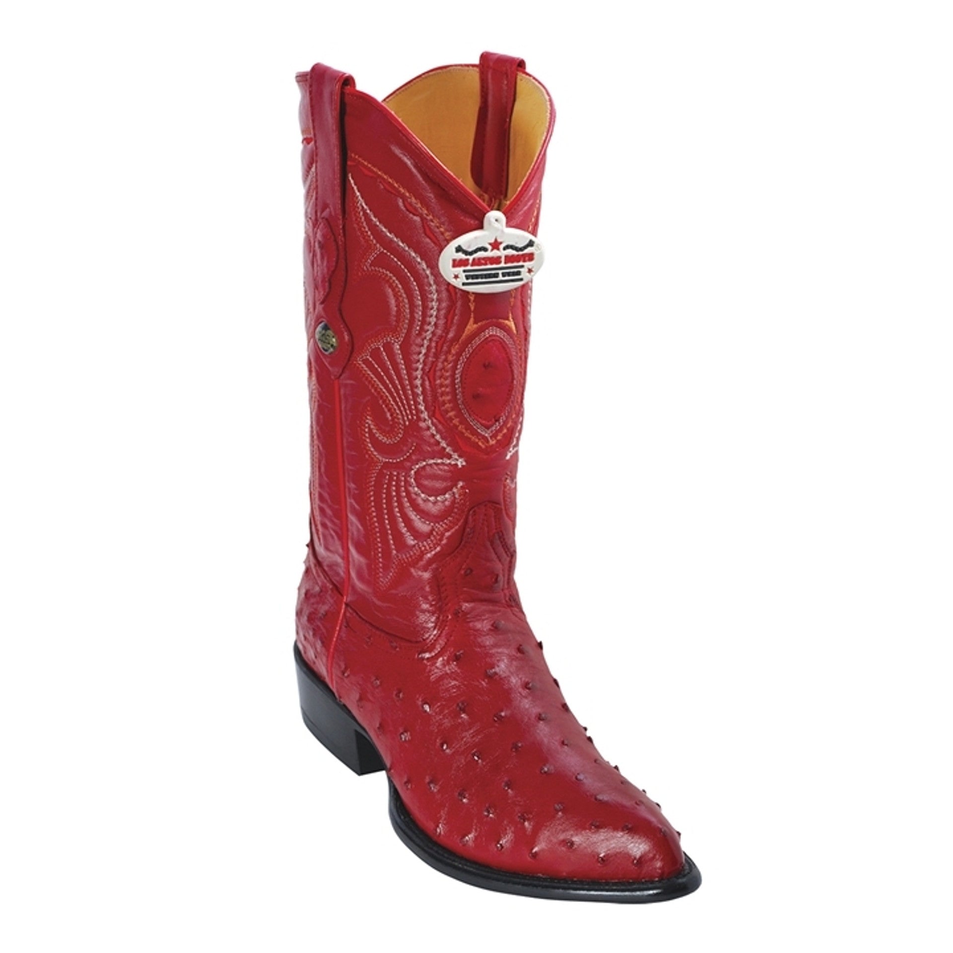 Los Altos Men's Red Full Quill Ostrich Boots 2   - from alligatorwarehouse.com