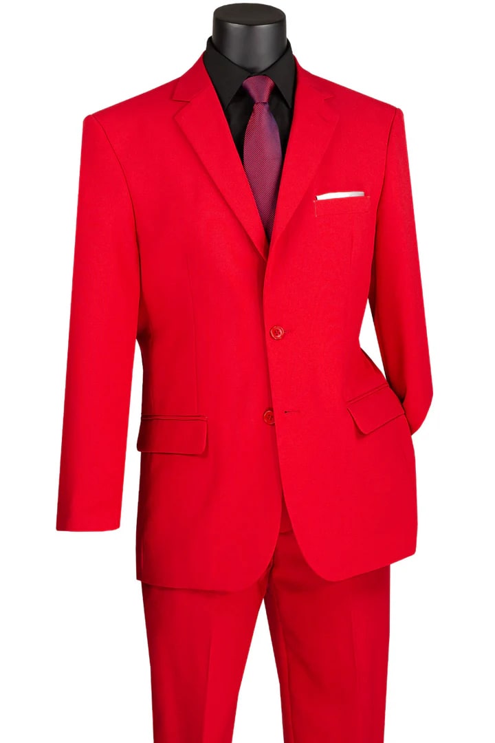 Mens 2 Button Classic Rayon Fabric Red Suit