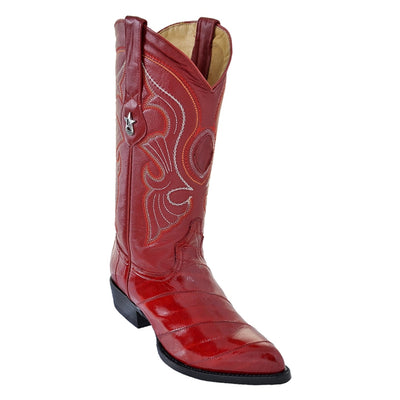 Los Altos Men's Red Eel Skin J Toe Boots 2   - from alligatorwarehouse.com