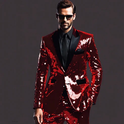 Mens Sequin Suit - Red Royal Green Black Gold Pink 1   - from alligatorwarehouse.com