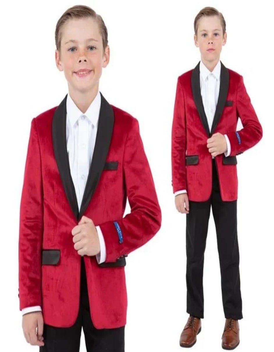 Perry Ellis Boys Velvet Jacket, Red 1 GG-1758  - from alligatorwarehouse.com