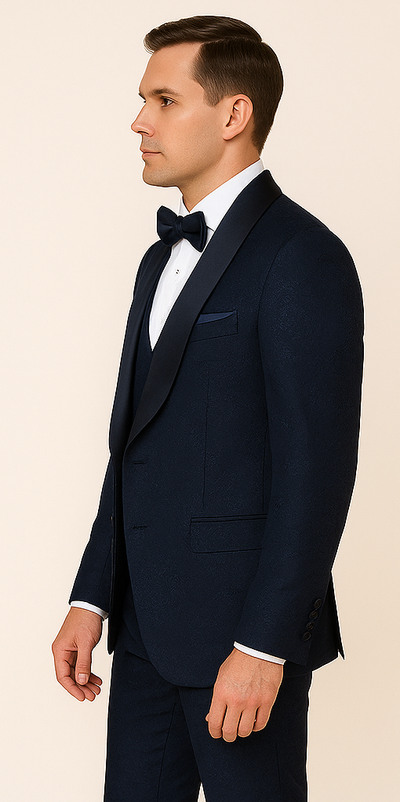 Rossi Man RM1252 – Men's 3-Piece Smoking Style Tuxedo for Elegant Evenings