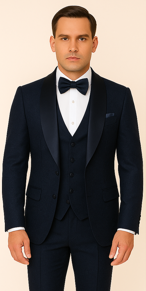Rossi Man RM1252 – Men's 3-Piece Smoking Style Tuxedo for Elegant Evenings
