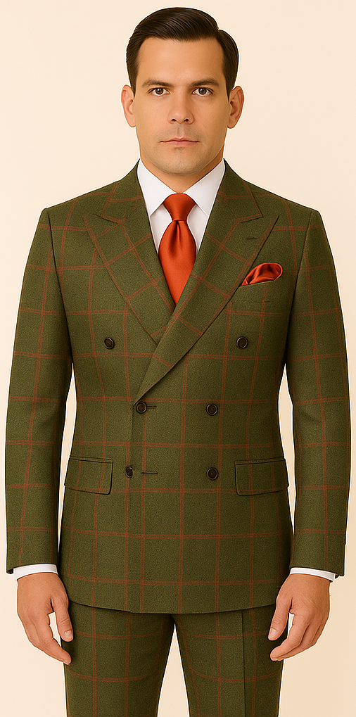Refined Mens Suit in Rich Green – Double-Breasted Design