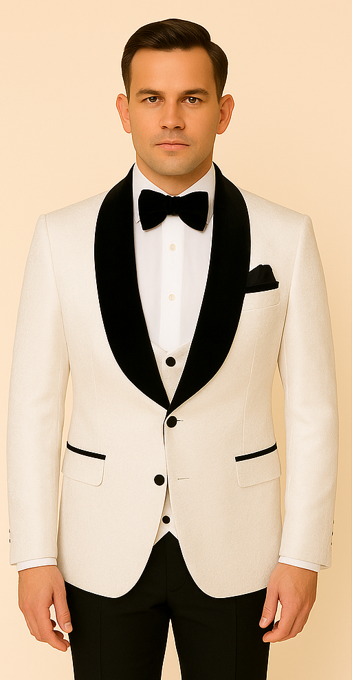 Rossi Man RM1449 – Formal 3-Piece Smoking Style Tuxedo for Men