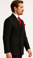 Rossiman Men’s Formal Black Slim Fit Suit – 3-Piece with Stylish Vest & Trousers