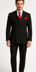 Rossiman Men’s Formal Black Slim Fit Suit – 3-Piece with Stylish Vest & Trousers