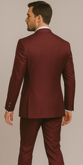 Rossiman Men's Burgundy Slim Fit Formal Suit – Modern Double-Breasted Jacket
