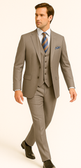 Men's Gray Slim Fit 3-Piece Suit by Rossiman – With Vest & Tailored Trousers