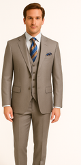 Men's Gray Slim Fit 3-Piece Suit by Rossiman – With Vest & Tailored Trousers