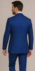 Rossiman Men’s Royal Blue Slim Fit Suit – Sophisticated Double-Breasted Design