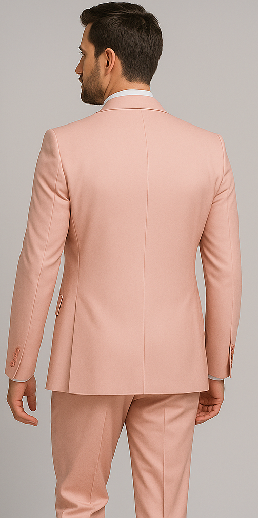 Rossiman Men's Slim Fit Pink Suit – Elegant Double-Breasted Vest & Tailored Flat Front Pants 3 SKU#58650  - from alligatorwarehouse.com