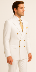 Rossiman Men's White Slim Fit Suit – Double-Breasted 3-Piece Formal Ensemble