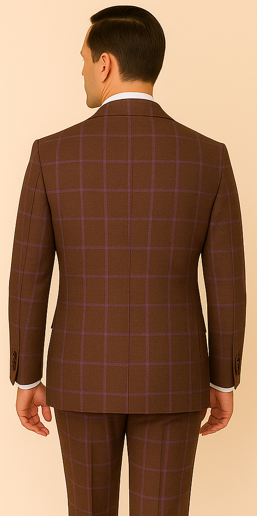 Rossiman Plaid Suit – Gray & Lavender Textured Windowpane Double-Breasted Suit 5   - from alligatorwarehouse.com